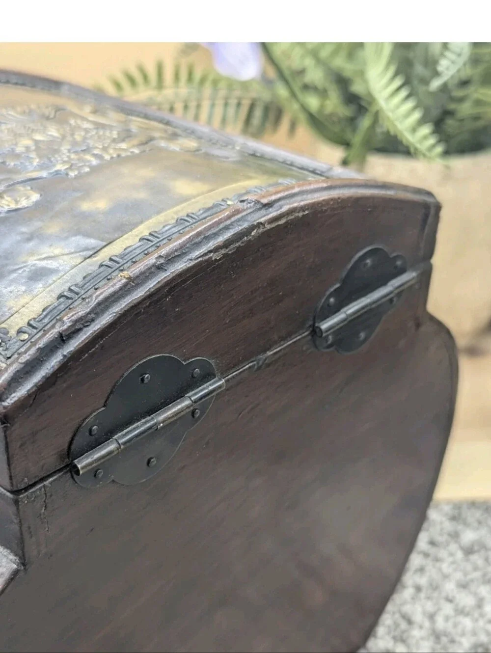 Wooden Cupid Cherbium Hand Crafted Metal Inlay Felt Lined Storage Keepsake Box